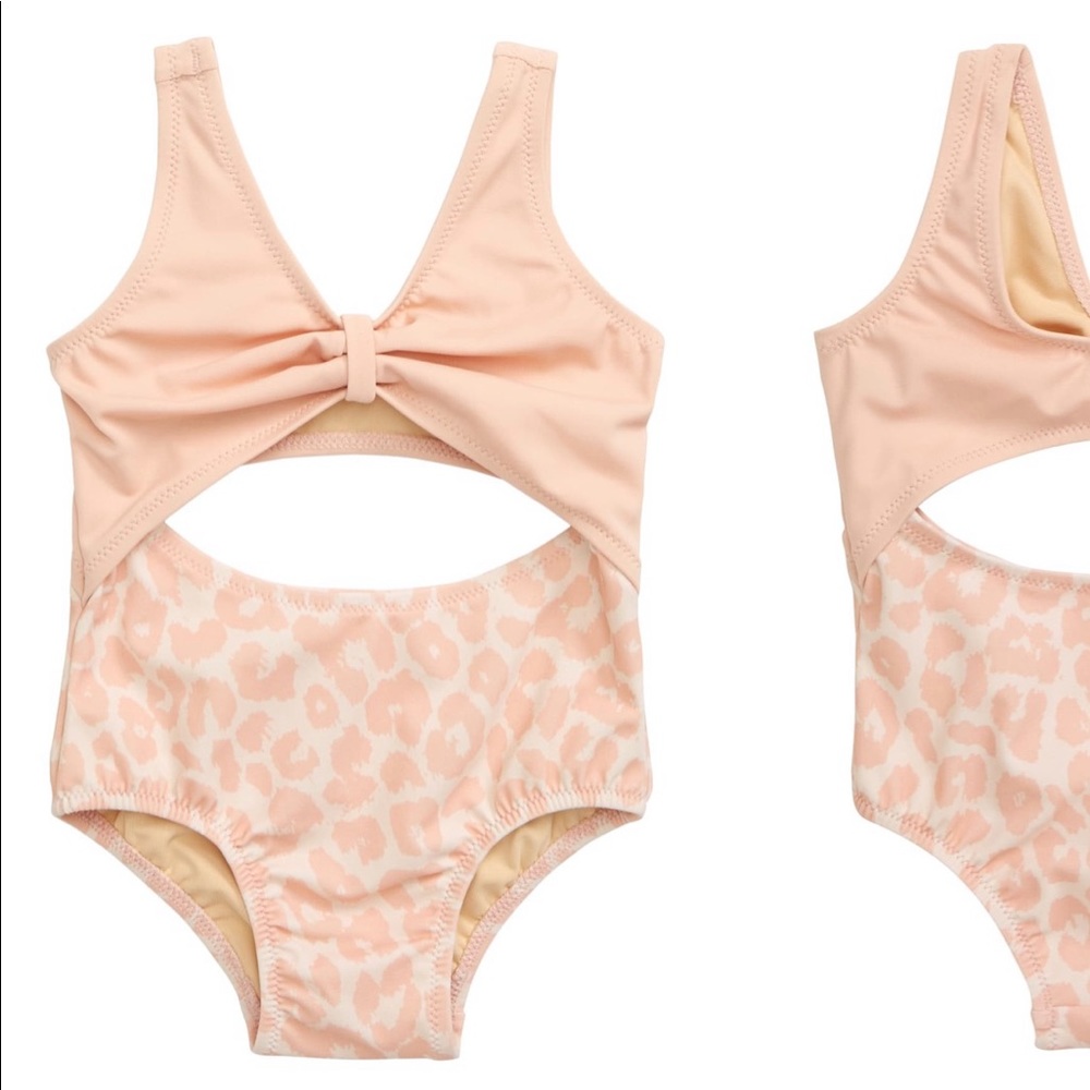 Something Navy Pink Leopard Cut Out Swimsuit